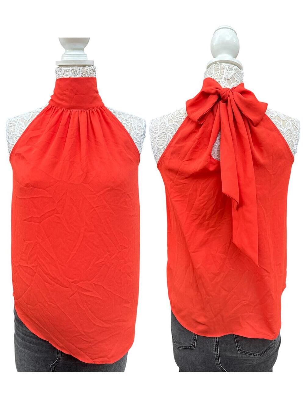 Elegant J.Crew Red Halter‎ Neck Tie Back Top